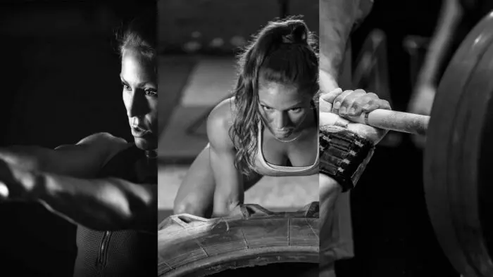 Une photo en noir et blanc d'une femme soulevant une Préparation Entrainement Athlétique.